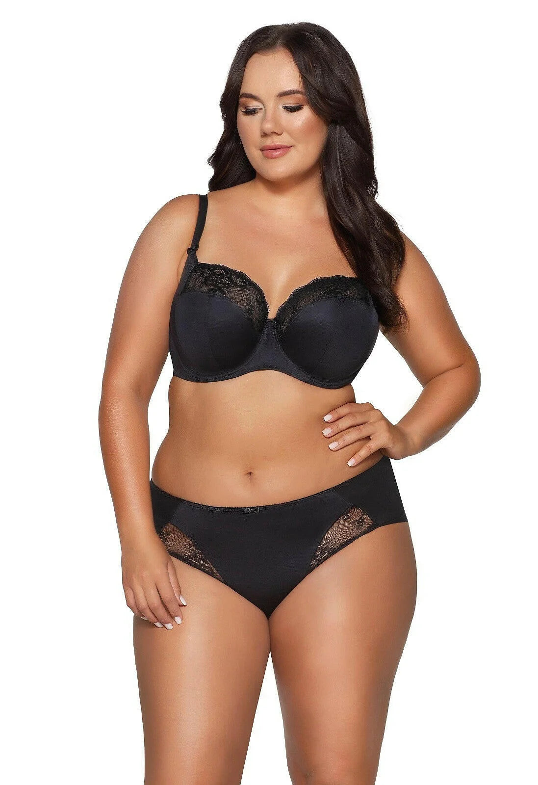 Slip donna in microfibra e pizzo - azalea - nero - 2111