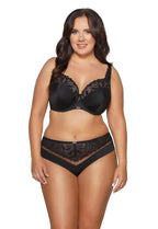 Slip donna in microfibra e pizzo - nero - 2016