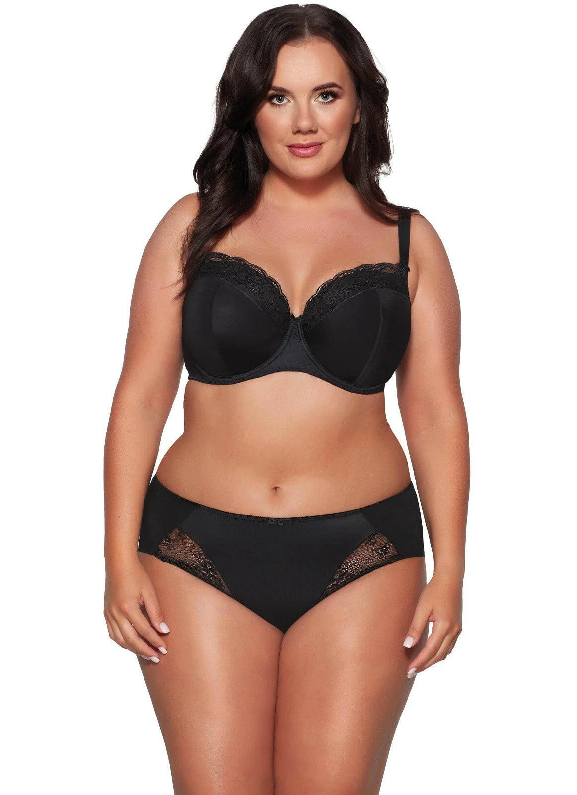 Slip donna in microfibra e pizzo - odette - nero - 2112
