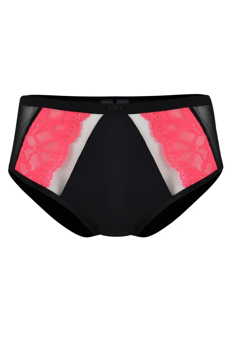 Slip donna con pizzo neon e tulle beige - funny