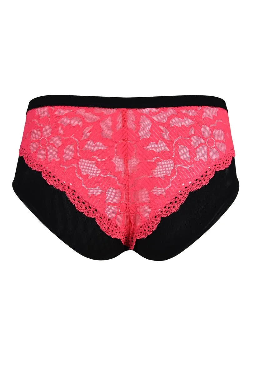 Slip donna con pizzo neon e tulle beige - funny