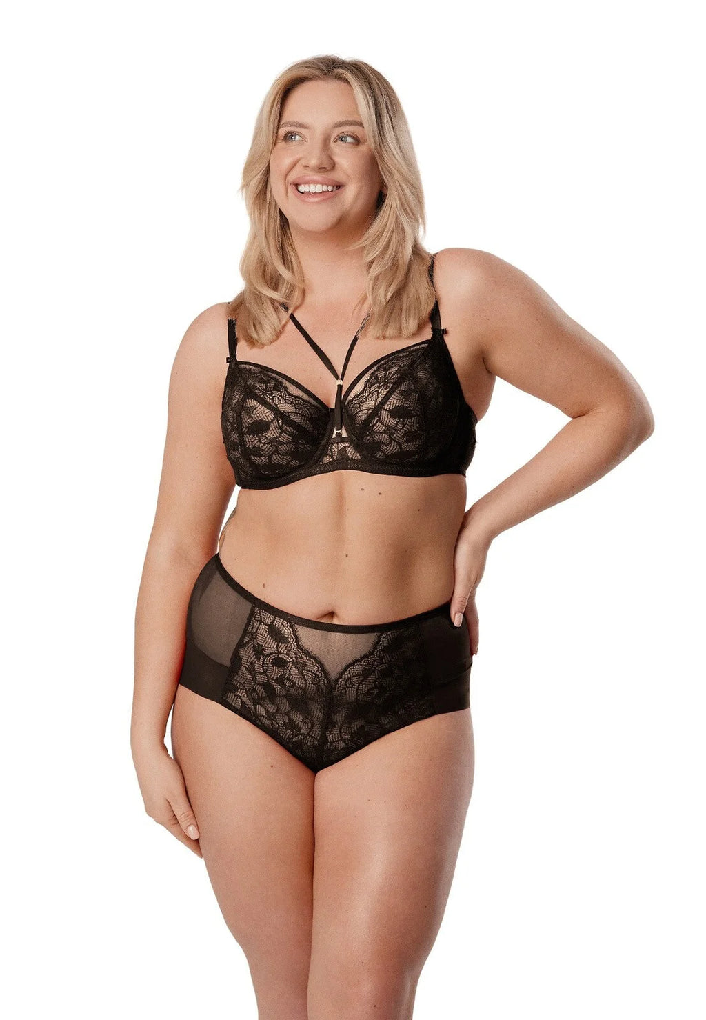 Slip da donna in pizzo e tulle trasparente con dettagli