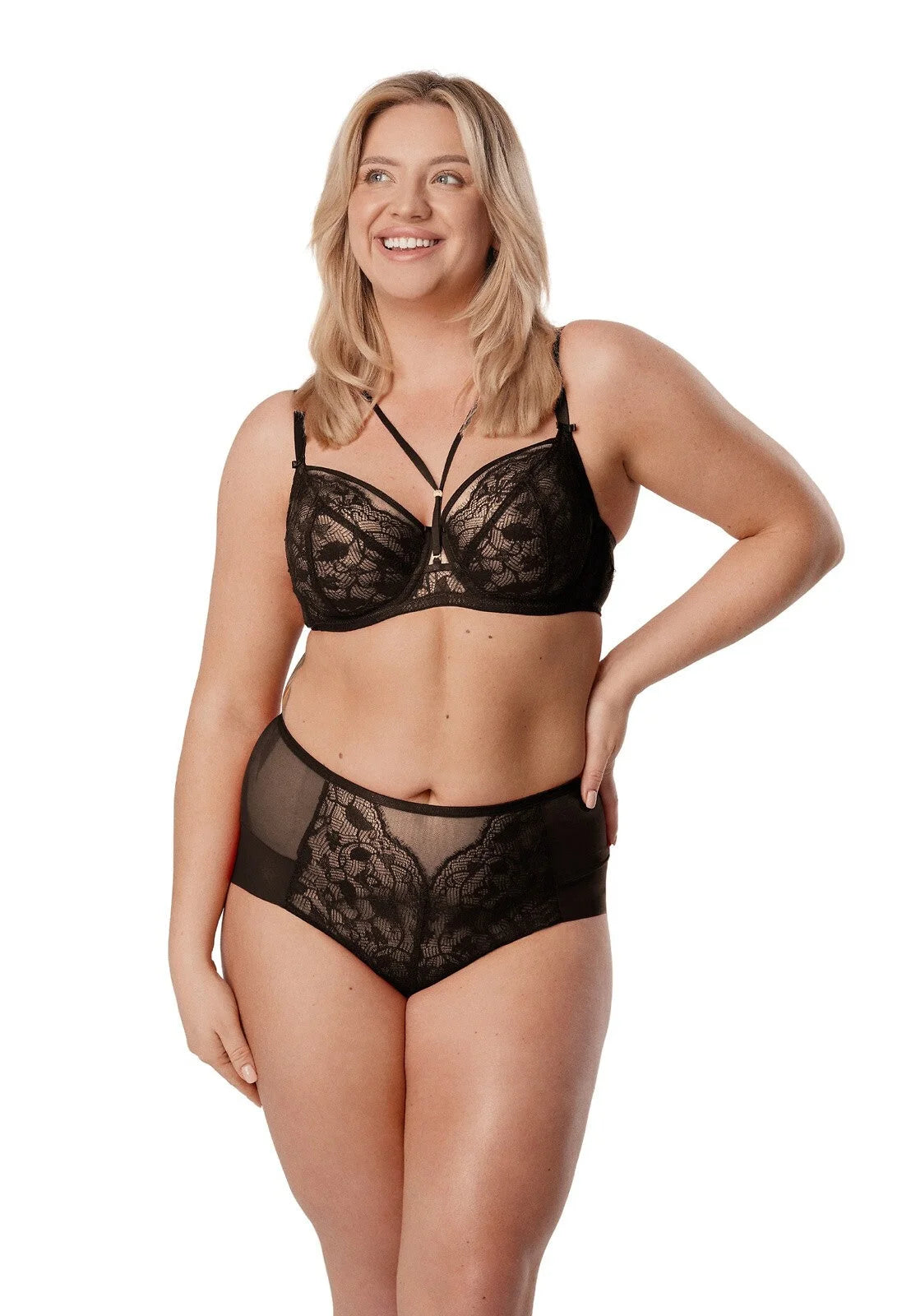 Slip da donna in pizzo e tulle trasparente con dettagli