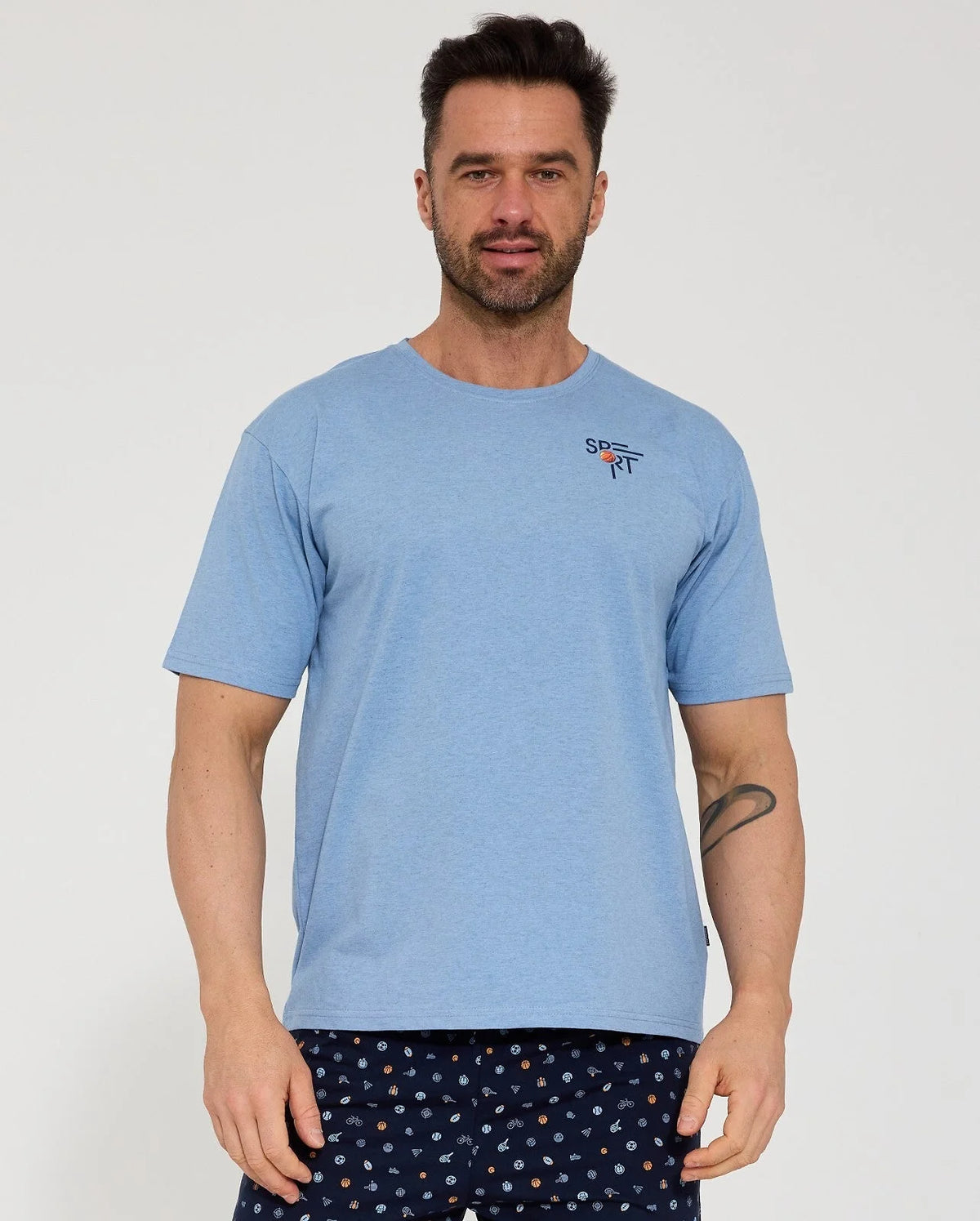 Sport | pigiama uomo in cotone – t-shirt con stampa