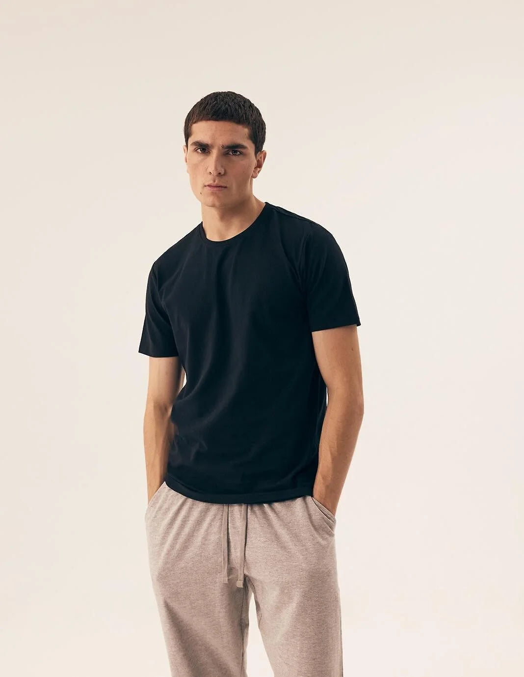 T-shirt uomo nera girocollo in cotone - confezione da 2