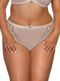 Yasmin | slip brasiliano in microfibra e pizzo - beige