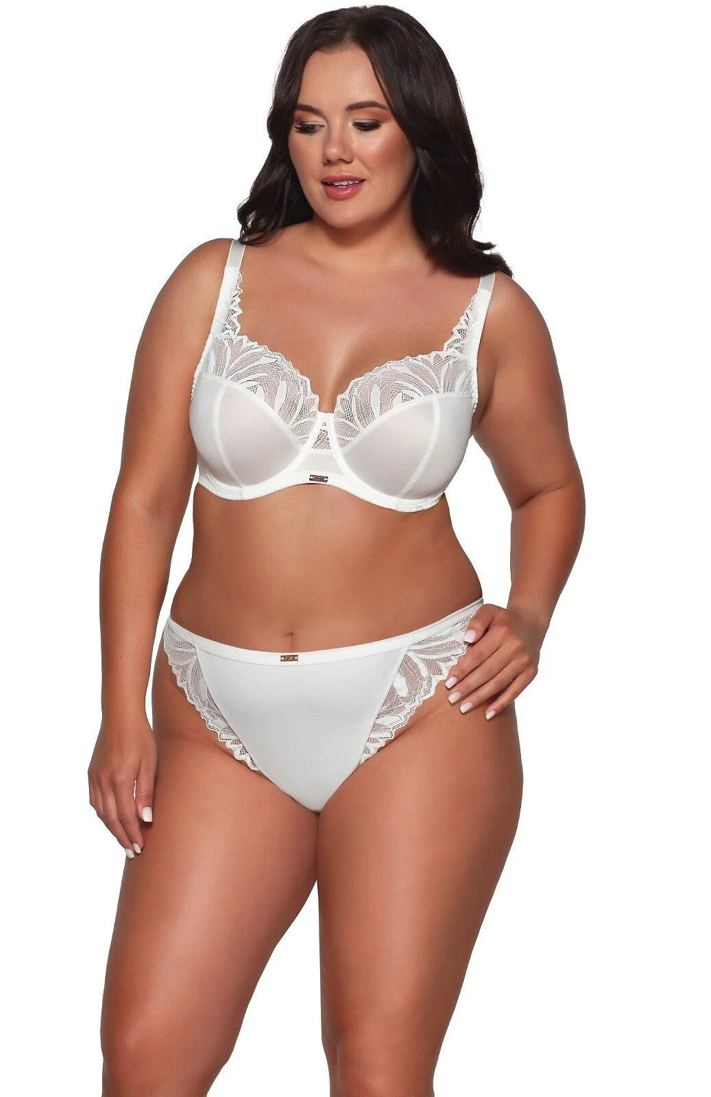 Yasmin | slip brasiliano in microfibra e pizzo - ecru