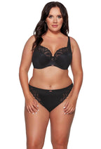 Yasmin | slip brasiliano in microfibra e pizzo - nero